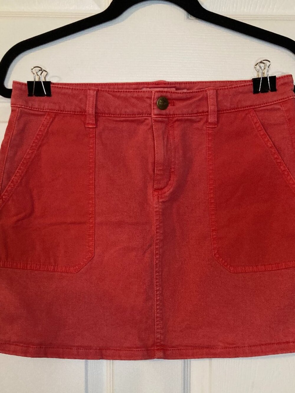 Vineyard Vines Women's Coral Red Cotton Utility Mini Skirt - Size 6